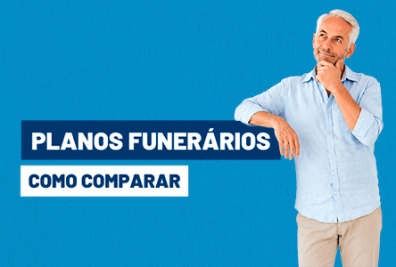 um homem com a mão do queixo ao lado do título como comparar planos funerários